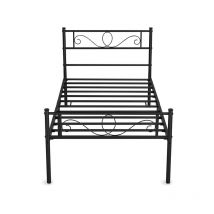 Yaheetech Letto in Ferro Battuto con Doghe Struttura Letto in Metallo Stile Rustico Moderno Nero Singolo 90 x 190 cm