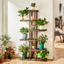 Support de Fleurs à 6 Niveaux, étagère à Fleurs en Bois Massif, étagère à Plantes, Banc à Fleurs pour Balcon/terrasse/Jardin 75 x 26 x 140 cm