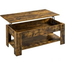 Yaheetech - Table Basse Relevable Table de Salon avec Compartiment Caché et Étagère de Rangement Table de Salle à Manger Industrielle pour Salon