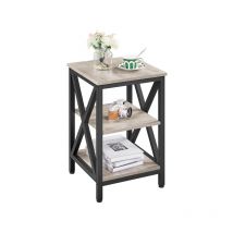 Yaheetech - Table d'Appoint Bout de Canapé en Bois Table de Chevet Industrielle 40 x 40 x 61cm avec 3 Etagères de Rangement Design x Vintage pour