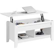 Table de Basse Relevable Extensible, Table de Salon Fonctionnelle, 104 x 49 x 49/61 cm, en Bois mdf, Deux Compartiements, Désign Moderne Brun foncé