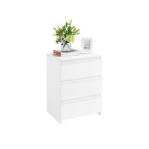 Yaheetech Table de Chevet Table de Nuit Table d'Appoint 3 Tiroirs en Bois Blanche Meuble Chevet Chambre/Salon/Bureau 45x35x60,5cm