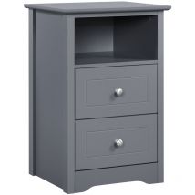 Yaheetech - Table de Chevet en Bois, Table de Nuit Chambre Adulte, 40 x 35 x 60 cm, 2 Tiroirs, 1 Compartiment, Table d'Appoint, Salon, Bureau Gris