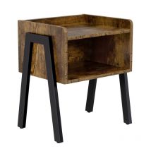 Yaheetech - Table de Chevet Industrielle Table d'appoint Vintage Table de Nuit Rétro avec Compartiment Ouvert Bout de Canapé Bois pour Salon Chambre