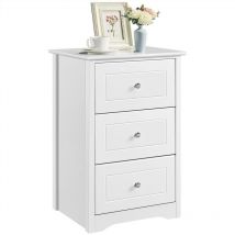 Yaheetech - Table de Chevet pour lit de Chevet avec 3 tiroirs Moderne Table Basse latérale pour canapé Meuble Porte-Objets 48 x 40 x 73,5 cm Blanc