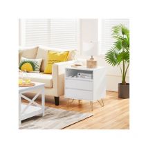 Yaheetech - Table de Chevet Adulte, Table de Nuit Scandinave Bout de Canapé avec Tiroir en Rotin, Chevet de Lit pour Salon Chambre 48,5 x 41 x 58 cm
