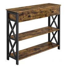 Tavolo Consolle da Ingresso Tavolino con 2 Cassetti Mobiletto da Soggiorno Tavolino Corridoio 30 x 80 x 100 cm Marrone Rustico - Yaheetech