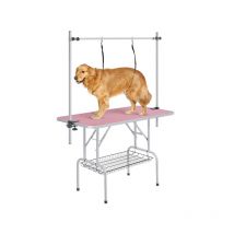 Tavolo da Toelettatura Cani Tosatura per Cani Gatti Animali Pieghevole Rosa - Yaheetech