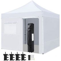 Yaheetech - Tonnelle de Jardin avec fenêtre Rideau de Protection avec revêtement pu et uv 50 pour Camping, Stand Commercial Plage étal Blanc