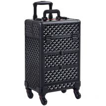 Yaheetech - Valigetta Trucchi Trolley Make Up con 2 Cassetti Beauty Case da Viaggio con Ruote Girevoli 360° 34 × 24 × 58 cm Nero