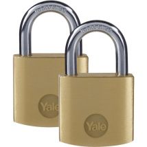 Yale - Vorhängeschloss Messing - 2er-Set - 30 mm öffnend - 3 Schlüssel - 24245000