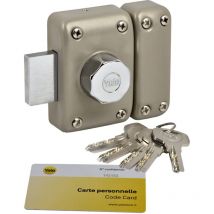 Yale - Serratura per porta manopola/cilindro, apertura a bottone interno, chiave esterna, diametro 23 mm, lunghezza 50 mm, 6 perni YV26BT-50, anti