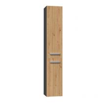 Hucoco - yana - Bathroom furniture with laundry basket - 31x30x174 cm - Bathroom storage column