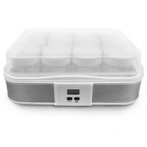 Leogreen - Yaourtière, Machine pour Yaourt Fait Maison, 12 pots, avec minuteur, 30,6 x 25 x 12,4 cm, Blanc, Capacité par pot: 0,21 l - Blanc