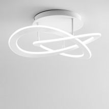 Gea Luce - Yara moderne LED-Deckenleuchte 40W dimmbar 3000K warmes Licht, weißes Aluminiumringdesign 60x17cm, 1900lm, integrierte led IP20