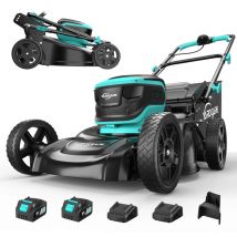 YARDCARE Akku Rasenmäher (bis 675 m², 41cm Schnittbreite, inkl. Mulchkeil&45L Fangsack, Anzeige) 36V, Brushless, 7-stufige Höheneinstellung,