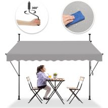 Yardin - Auvent de balcon à pince, Manivelle manuelle, Réglable manuellement en hauteur, Résistant aux uv, Protection solaire, Pour cours, balcons,