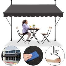 Yardin - Auvent de balcon à pince, Manivelle manuelle, Réglable manuellement en hauteur, Résistant aux uv, Protection solaire, Pour cours, balcons,