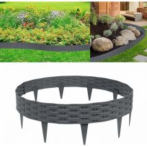 Bordure de pelouse Bordure de parterre, plastique pliable, Design rotin, palissades, 45m, anthracite - Yardin