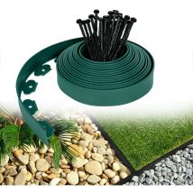 YARDIN Bordure de pelouse plastique flexible Bordures pour jardins, séparation de l'herbe et des pierres, avec 30 clous de fixation, 10m de long, Vert