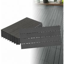 Yardin - wpc carrelage de terrasse aspect bois avec système de clic, carrelage en plastique pour sol de balcon de jardin avec drainage, 30 x 60 cm/6