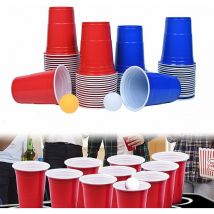 Ensemble de gobelets à bière-pong, gobelets à bière-pong avec 20 balles, gobelets en plastique réutilisables 100 bleus et 100 rouges pour Noël,