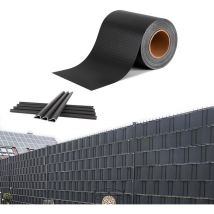 Yardin - Bandes de protection visuelle en pvc pour clôtures à double barreaux, Anthracite, 130m avec 60 clips de fixation (2 rouleaux, 65m de
