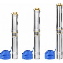 YARDIN Pompe à eau immergée acier inox - Pompe de puits profond submersible - avec filtre à impuretés - 1100W, 81 m