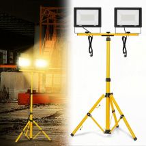 Projecteur de Chantier led avec Trépied, Lampe de Travail, Projecteur de Chantier avec Câble d'alimentation, étanche IP66, Projecteur de Travail