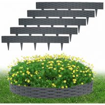 YARDIN Rasenkante Beeteinfassung ,Biegbarer Kunststoff Beetumrandungen Rattan-Design Palisaden, 50m, Anthrazit