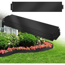 Rasenkante verzinkt Beeteinfassung Beetumrandung Mähkante Metall Palisade Länge: 30 m - Höhe: 18 cm, Schwarz - Yardin