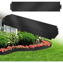 Rasenkante verzinkt Beeteinfassung Beetumrandung Mähkante Metall Palisade Länge: 50 m - Höhe: 18 cm, Schwarz - Yardin