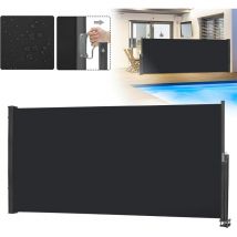 Seitenmarkise Ausziehbar Sichtschutz Sonnenschutz Windschutz Markisen, Wasserbeständig Polyester Seitenrollo mit Wandhalterung, Seiten Markise Aussen