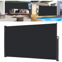 YARDIN 160x300cm Seitenmarkise Sichtschutz Sonnenschutz Windschutz, Markisenstoff aus Polyester für Terrasse Camping seitlicher Windschutz Anthrazit