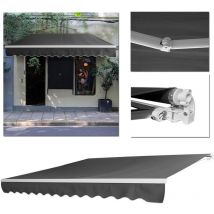 Store de balcon à manivelle, Résistant aux uv, Étanche à la poussière, Réglable en hauteur, Gris foncé 3 x 2.5 m - grey - Yardin