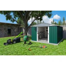 Yardmaster - Metall-Gerätehaus 'Bayern' Modell 1013, grün, 11,03 m², ohne Bodenrahmen