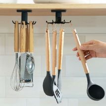 Yarona - Rotatif à 360° Porte Ustensiles Cuisine Lot de 2,Support Ustensiles Cuisine avec 6 crochets,sans perçage Rangement Organiseur Rack,pour