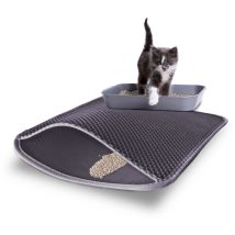 Katzenmatte, Katzenstreu-Sandmatte 61,5 x 42 cm. Doppelte Schicht wasserdicht, Anti-Spritz. Elastisches EVA-Material. Waschbar und rutschfest.