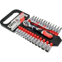 YATO Profi Steckschlüsselsatz 28 Tlg Ratsche und Verlängerung Werkzeug Auto Kfz 1/4"