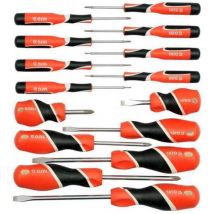 Yato - YT-25981, juego de destornilladores 15 piezas, acero S2, herramienta profesional, alta resistencia, diseño ergonómico