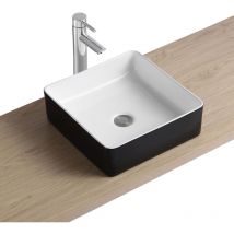 Ydra Lavabo de pedestal cuadrado de cerámica bicolor de 36 cm