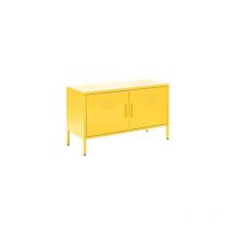 Mmt Furniture Designs Ltd - Yellow Metal tv Stand Cabinet Retro Low Sideboard Cabinet Buffet Retro 100cm