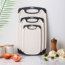 Yidomde - Ineasicer Lot de 3 Planches à Découper Antidérapantes en Paille de Blé, avec Rainure de Jus,Différentes Tailles Pour Toutes les