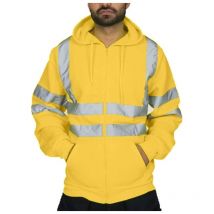 Ineasicer Sweat-shirt Réfléchissant à Capuche Zippée, Homme Hiver pour Vêtements de Travail Haute Visibilité (Jaune, xxl)