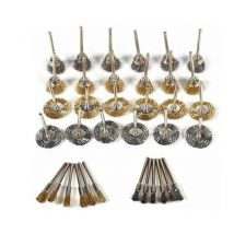 Flyme - ymyny 36Pcs Wire Brush Set for Drill Brass Steel Bristle Ballpoint Pen Wheel Shape Polishing Cleaning Rotary Tool