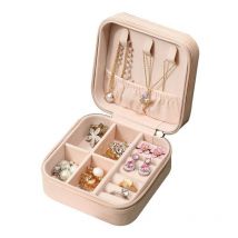 Boîte à bijoux de voyage Petite boîte à bijoux Femme Enfant Fille Organisateur 10 x 10 x 5 cm (Rose) - Ymyny