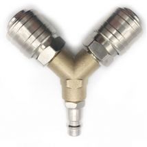 Ymyny Compressor Fitting, Compressed Air Distributor, 1/4 Compressed Air Fitting 3 Way Quick Release Compressed Air Connector with Male Thread y