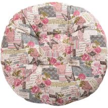 Coussin de chaise, rond, coussin d'assise, motif floral, imprimé animal, coussin d'assise, 40 cm, coton et lin, rose - Ymyny