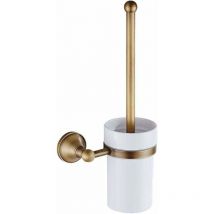 Ensemble de porte-brosse de toilette en laiton antique avec tasse en céramique - Ymyny