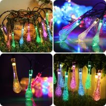 Guirlande lumineuse solaire en forme de goutte d'eau, 50 led, 9,5 m, colorée, pour extérieur, 8 modes, étanche, pour jardin, balcon, terrasse,